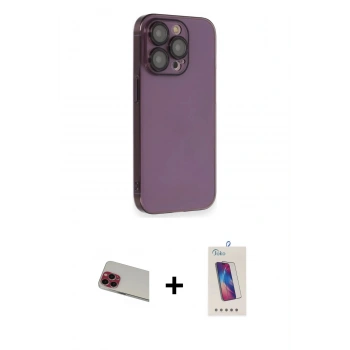MARSİLYAN™- iPhone 13 Pro Max Kılıf Siluet Minimal Özel Seri - Siyah Joko 5D Cam + Rainbow Kamera Lens Koruma Cam - KI