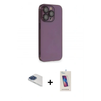 MARSİLYAN™- iPhone 13 Pro Max Kılıf Siluet Minimal Özel Seri - Siyah Joko 5D Cam + Pers Alüminyum Kamera Lens - LT