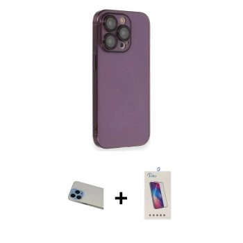 MARSİLYAN™- iPhone 13 Pro Max Kılıf Siluet Minimal Özel Seri - Siyah Joko 5D Cam + Rainbow Kamera Lens Koruma Cam - MI