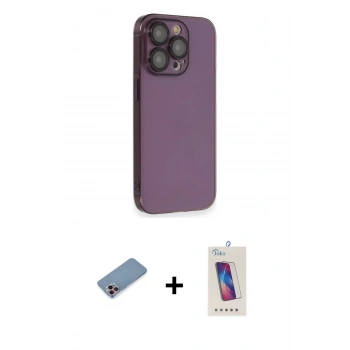 MARSİLYAN™- iPhone 13 Pro Max Kılıf Siluet Minimal Özel Seri - Siyah Joko 5D Cam + Shine Kamera Lens Koruma Cam - PE