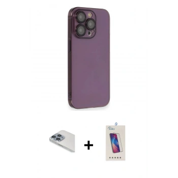 MARSİLYAN™- iPhone 13 Pro Max Kılıf Siluet Minimal Özel Seri - Siyah Joko 5D Cam + Pers Alüminyum Kamera Lens - SABE