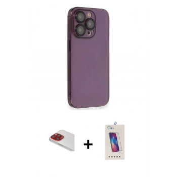 MARSİLYAN™- iPhone 13 Pro Max Kılıf Siluet Minimal Özel Seri - Siyah Joko 5D Cam + Pers Alüminyum Kamera Lens - KI