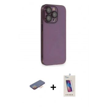 MARSİLYAN™- iPhone 13 Pro Max Kılıf Siluet Minimal Özel Seri - Siyah Joko 5D Cam + Renkli Kamera Lens Koruma Cam - TU