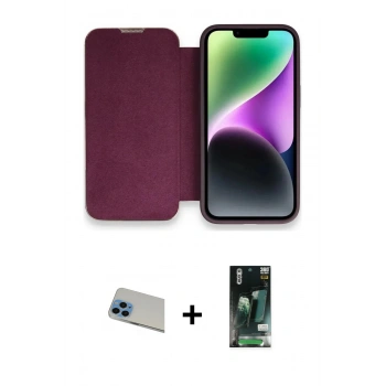 MARSİLYAN™- iPhone 13 Pro Max Kılıf Siluet Minimal Serisi - Şeffaf 360 Full Body Arka Koruyucu + Rainbow Kamera Lens Koruma Cam - MI