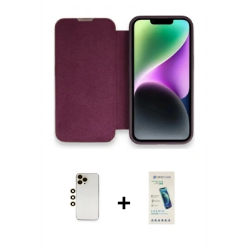 MARSİLYAN™- iPhone 13 Pro Max Kılıf Siluet Minimal Serisi - Şeffaf Pasifik Cam Ekran Koruyucu + Shine Kamera Lens - GD