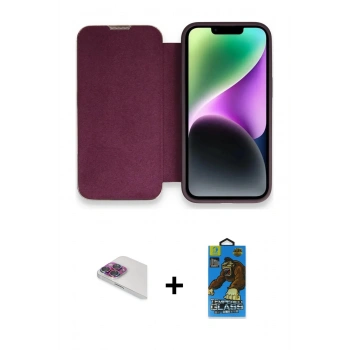 MARSİLYAN™- iPhone 13 Pro Max Kılıf Siluet Minimal Serisi - Siyah 18D Cam Ekran Koruyucu + Pers Alüminyum Kamera Lens - GI