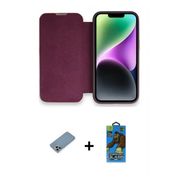 MARSİLYAN™- iPhone 13 Pro Max Kılıf Siluet Minimal Serisi - Siyah 18D Cam Ekran Koruyucu + Shine Kamera Lens Koruma Cam - GI