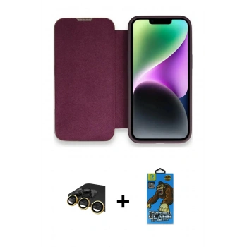 MARSİLYAN™- iPhone 13 Pro Max Kılıf Siluet Minimal Serisi - Siyah 18D Cam Ekran Koruyucu + Raze Metal Kamera Lens - GD