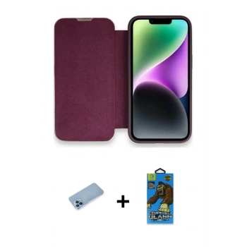 MARSİLYAN™- iPhone 13 Pro Max Kılıf Siluet Minimal Serisi - Siyah 18D Cam Ekran Koruyucu + Shine Kamera Lens Koruma Cam - MI
