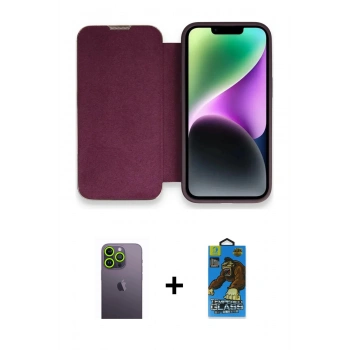 MARSİLYAN™- iPhone 13 Pro Max Kılıf Siluet Minimal Serisi - Siyah 18D Cam Ekran Koruyucu + Neon Fosforlu Kamera Lens - YL