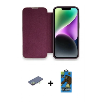 MARSİLYAN™- iPhone 13 Pro Max Kılıf Siluet Minimal Serisi - Siyah 18D Cam Ekran Koruyucu + Renkli Kamera Lens Koruma Cam - YL