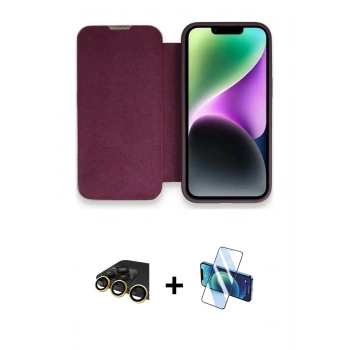MARSİLYAN™- iPhone 13 Pro Max Kılıf Siluet Minimal Serisi - Siyah 3D Antistatik Cam Ekran Koruyucu + Raze Metal Kamera Lens - GD