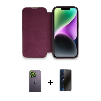 MARSİLYAN™- iPhone 13 Pro Max Kılıf Siluet Minimal Serisi - Siyah 3D Antistatik Hayalet Cam Ekran Koruyucu + Neon Fosforlu Kamera Lens - YL
