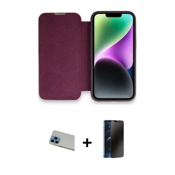 MARSİLYAN™- iPhone 13 Pro Max Kılıf Siluet Minimal Serisi - Siyah 3D Antistatik Hayalet Cam Ekran Koruyucu + Rainbow Kamera Lens Koruma Cam - MI