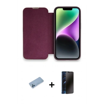 MARSİLYAN™- iPhone 13 Pro Max Kılıf Siluet Minimal Serisi - Siyah 3D Antistatik Hayalet Cam Ekran Koruyucu + Shine Kamera Lens Koruma Cam - MI