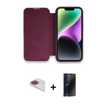 MARSİLYAN™- iPhone 13 Pro Max Kılıf Siluet Minimal Serisi - Siyah 3D Antistatik Hayalet Cam Ekran Koruyucu + Pers Alüminyum Kamera Lens - GI