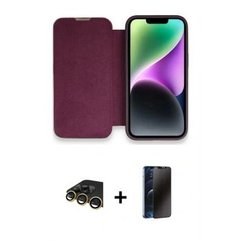 MARSİLYAN™- iPhone 13 Pro Max Kılıf Siluet Minimal Serisi - Siyah 3D Antistatik Hayalet Cam Ekran Koruyucu + Raze Metal Kamera Lens - GD