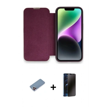 MARSİLYAN™- iPhone 13 Pro Max Kılıf Siluet Minimal Serisi - Siyah 3D Antistatik Hayalet Cam Ekran Koruyucu + Shine Kamera Lens Koruma Cam - PE