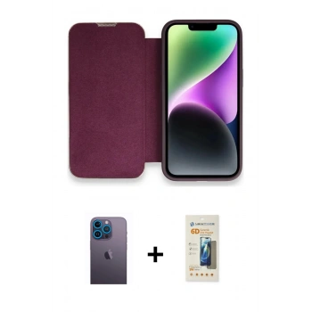 MARSİLYAN™- iPhone 13 Pro Max Kılıf Siluet Minimal Serisi - Siyah 6D Mat Seramik Hayalet Nano Ekran Koruyucu + Neon Fosforlu Kamera Lens - MI