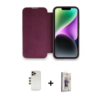 MARSİLYAN™- iPhone 13 Pro Max Kılıf Siluet Minimal Serisi - Siyah Bilvis 3D Cam Ekran Koruyucu + Shine Kamera Lens - GD