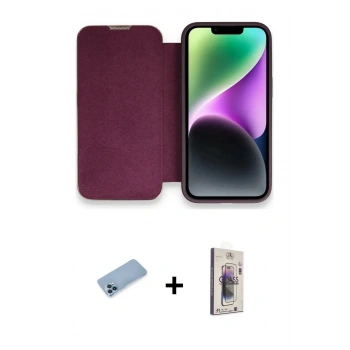 MARSİLYAN™- iPhone 13 Pro Max Kılıf Siluet Minimal Serisi - Siyah Bilvis 3D Cam Ekran Koruyucu + Shine Kamera Lens Koruma Cam - MI