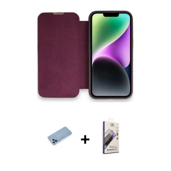 MARSİLYAN™- iPhone 13 Pro Max Kılıf Siluet Minimal Serisi - Siyah Bilvis 3D Mat Cam Ekran Koruyucu + Shine Kamera Lens Koruma Cam - MI