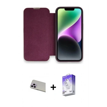 MARSİLYAN™- iPhone 13 Pro Max Kılıf Siluet Minimal Serisi - Siyah Bilvis 5in1 3D Magic Cam Ekran Koruyucu + Rainbow Kamera Lens Koruma Cam - MR