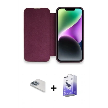 MARSİLYAN™- iPhone 13 Pro Max Kılıf Siluet Minimal Serisi - Siyah Bilvis 5in1 5D Magic Hayalet Cam Ekran Koruyucu + Pers Alüminyum Kamera Lens - SABE