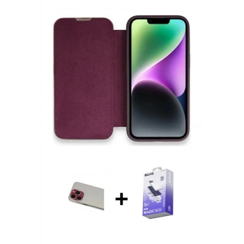 MARSİLYAN™- iPhone 13 Pro Max Kılıf Siluet Minimal Serisi - Siyah Bilvis 5in1 5D Magic Hayalet Cam Ekran Koruyucu + Rainbow Kamera Lens Koruma Cam - KI