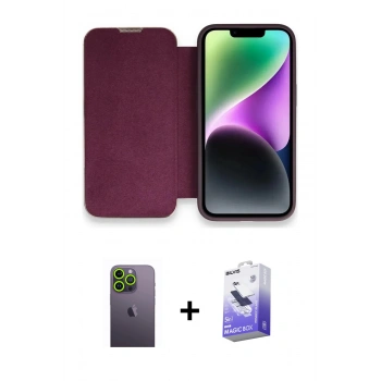 MARSİLYAN™- iPhone 13 Pro Max Kılıf Siluet Minimal Serisi - Siyah Bilvis 5in1 5D Magic Hayalet Cam Ekran Koruyucu + Neon Fosforlu Kamera Lens - YL