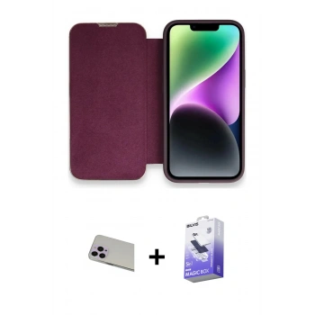 MARSİLYAN™- iPhone 13 Pro Max Kılıf Siluet Minimal Serisi - Siyah Bilvis 5in1 5D Magic Hayalet Cam Ekran Koruyucu + Rainbow Kamera Lens Koruma Cam - MR