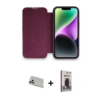 MARSİLYAN™- iPhone 13 Pro Max Kılıf Siluet Minimal Serisi - Siyah Bilvis Hayalet Cam Ekran Koruyucu + Rainbow Kamera Lens Koruma Cam - BZ