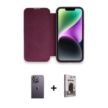 MARSİLYAN™- iPhone 13 Pro Max Kılıf Siluet Minimal Serisi - Siyah Bilvis Hayalet Cam Ekran Koruyucu + Neon Fosforlu Kamera Lens - BZ