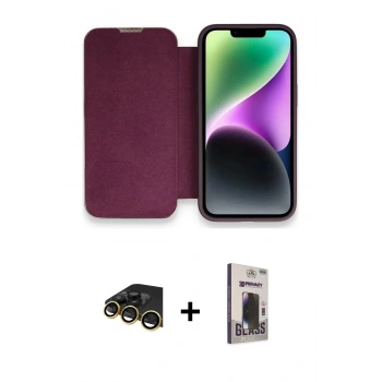 MARSİLYAN™- iPhone 13 Pro Max Kılıf Siluet Minimal Serisi - Siyah Bilvis Hayalet Cam Ekran Koruyucu + Raze Metal Kamera Lens - GD