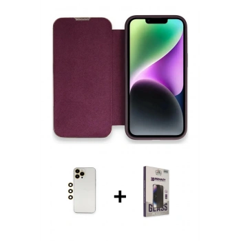 MARSİLYAN™- iPhone 13 Pro Max Kılıf Siluet Minimal Serisi - Siyah Bilvis Hayalet Cam Ekran Koruyucu + Shine Kamera Lens - GD