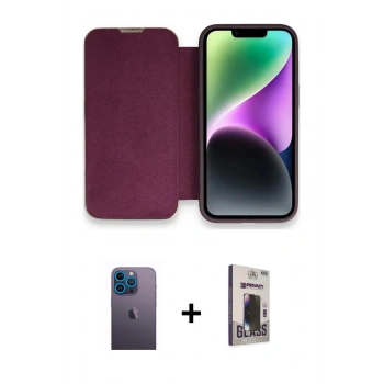 MARSİLYAN™- iPhone 13 Pro Max Kılıf Siluet Minimal Serisi - Siyah Bilvis Hayalet Cam Ekran Koruyucu + Neon Fosforlu Kamera Lens - MI
