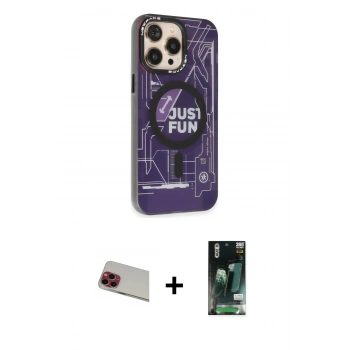 MARSİLYAN™- iPhone 13 Pro Max Kılıf Siluet Modern Koleksiyonu - Şeffaf 360 Full Body Arka Koruyucu + Rainbow Kamera Lens Koruma Cam - KI