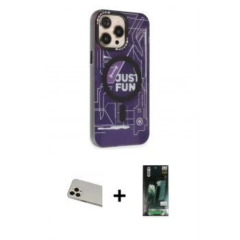 MARSİLYAN™- iPhone 13 Pro Max Kılıf Siluet Modern Koleksiyonu - Şeffaf 360 Full Body Arka Koruyucu + Rainbow Kamera Lens Koruma Cam - REGD