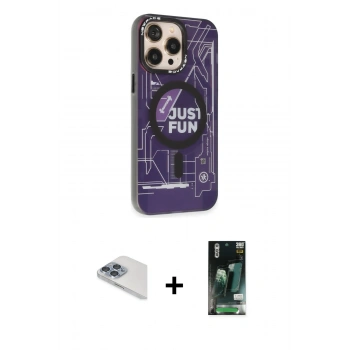MARSİLYAN™- iPhone 13 Pro Max Kılıf Siluet Modern Koleksiyonu - Şeffaf 360 Full Body Arka Koruyucu + Pers Alüminyum Kamera Lens - SABE