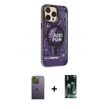 MARSİLYAN™- iPhone 13 Pro Max Kılıf Siluet Modern Koleksiyonu - Şeffaf 360 Full Body Arka Koruyucu + Neon Fosforlu Kamera Lens - YL