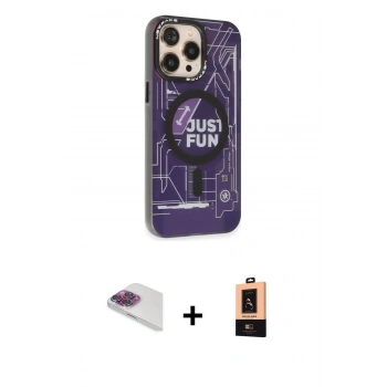 MARSİLYAN™- iPhone 13 Pro Max Kılıf Siluet Modern Koleksiyonu - Şeffaf Maxco Cam Ekran Koruyucu + Pers Alüminyum Kamera Lens - GI