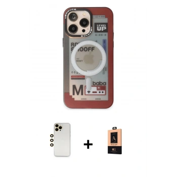 MARSİLYAN™- iPhone 13 Pro Max Kılıf Siluet Modern Koleksiyonu - Şeffaf Maxco Cam Ekran Koruyucu + Shine Kamera Lens - GD