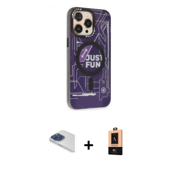 MARSİLYAN™- iPhone 13 Pro Max Kılıf Siluet Modern Koleksiyonu - Şeffaf Maxco Cam Ekran Koruyucu + Pers Alüminyum Kamera Lens - LT