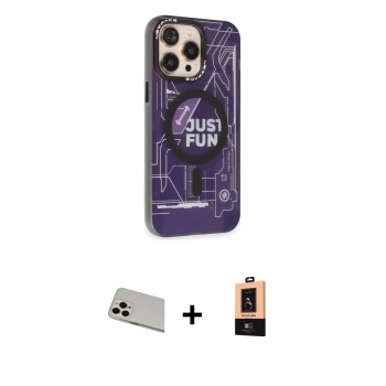 MARSİLYAN™- iPhone 13 Pro Max Kılıf Siluet Modern Koleksiyonu - Şeffaf Maxco Cam Ekran Koruyucu + Rainbow Kamera Lens Koruma Cam - REGD