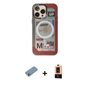 MARSİLYAN™- iPhone 13 Pro Max Kılıf Siluet Modern Koleksiyonu - Şeffaf Maxco Cam Ekran Koruyucu + Shine Kamera Lens Koruma Cam - PE