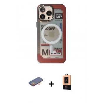 MARSİLYAN™- iPhone 13 Pro Max Kılıf Siluet Modern Koleksiyonu - Şeffaf Maxco Cam Ekran Koruyucu + Renkli Kamera Lens Koruma Cam - TU
