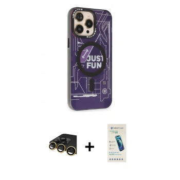 MARSİLYAN™- iPhone 13 Pro Max Kılıf Siluet Modern Koleksiyonu - Şeffaf Pasifik Cam Ekran Koruyucu + Raze Metal Kamera Lens - GD