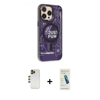 MARSİLYAN™- iPhone 13 Pro Max Kılıf Siluet Modern Koleksiyonu - Şeffaf Pasifik Cam Ekran Koruyucu + Shine Kamera Lens - GD