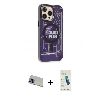 MARSİLYAN™- iPhone 13 Pro Max Kılıf Siluet Modern Koleksiyonu - Şeffaf Pasifik Cam Ekran Koruyucu + Rainbow Kamera Lens Koruma Cam - MI