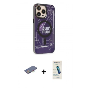 MARSİLYAN™- iPhone 13 Pro Max Kılıf Siluet Modern Koleksiyonu - Şeffaf Pasifik Cam Ekran Koruyucu + Renkli Kamera Lens Koruma Cam - MI